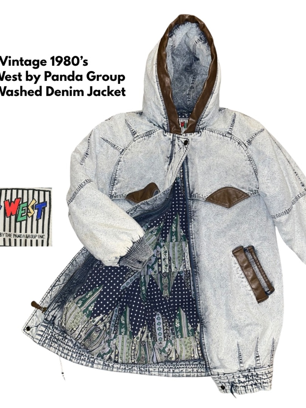 Rare East West by Panda Group Vintage Acid Washed Denim Puffer Jacket